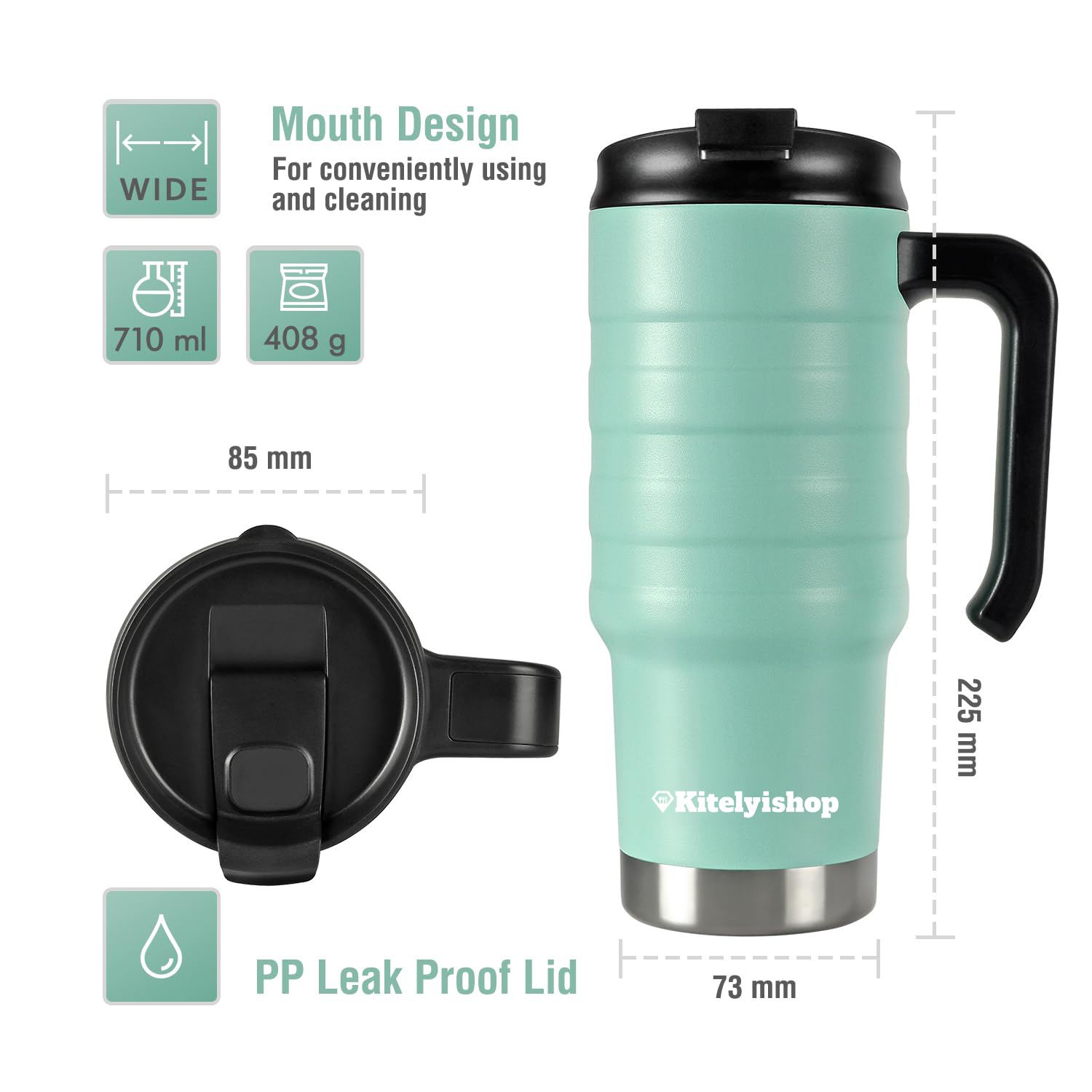 Kitelyishop 24 oz Insulated Mug with Flip Lid